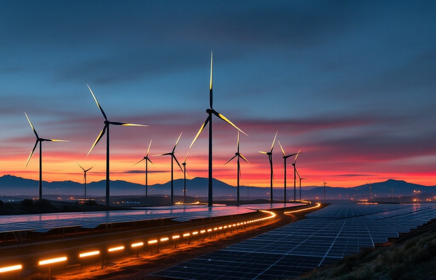 Wind park and solar plant connected by a digital ledger