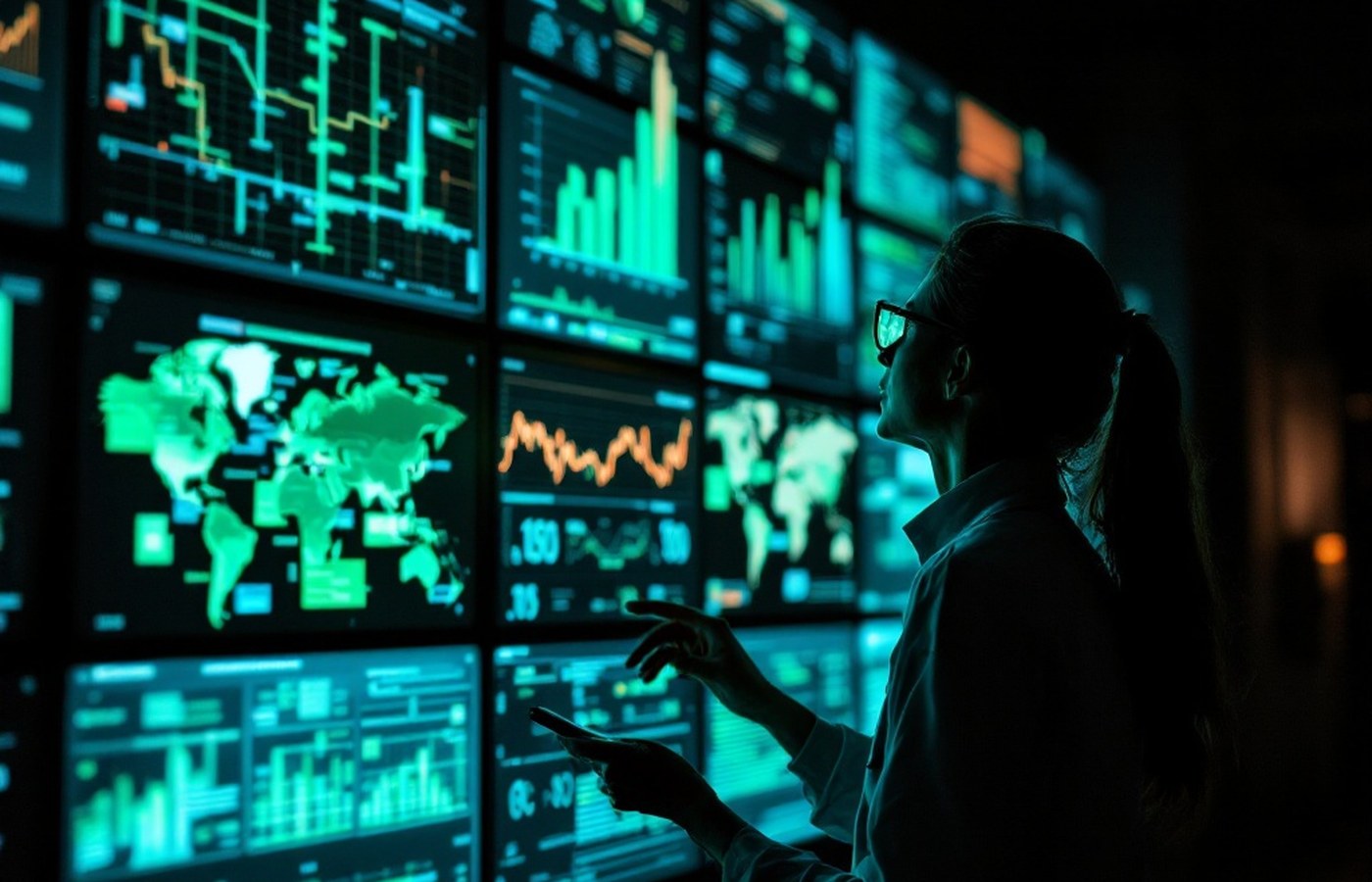 Energy researcher studying grid data