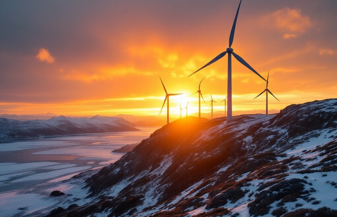 Sunset with wind energy