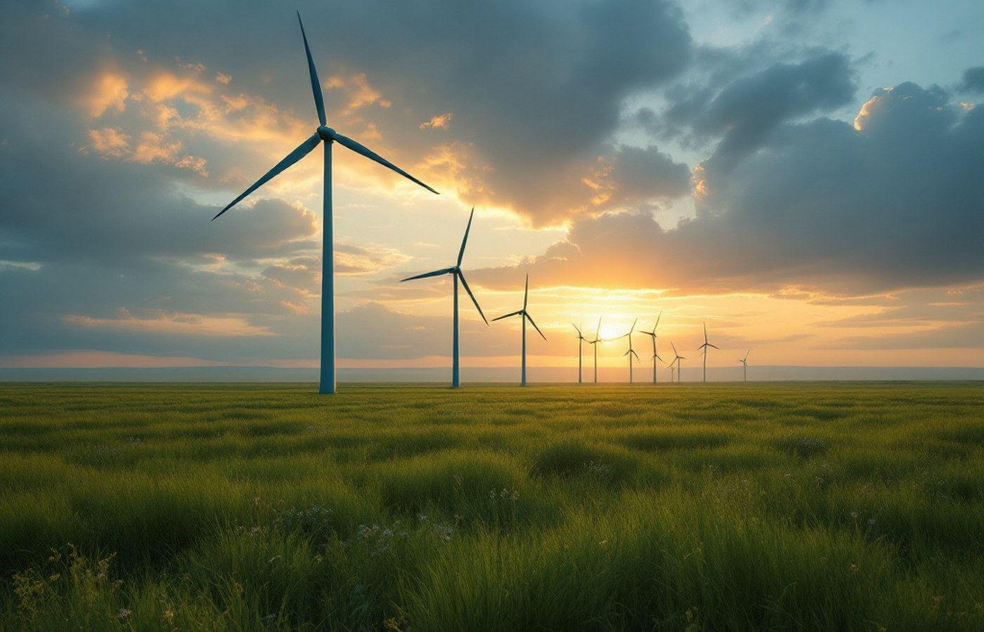 Wind turbines on the Kazakh steppe